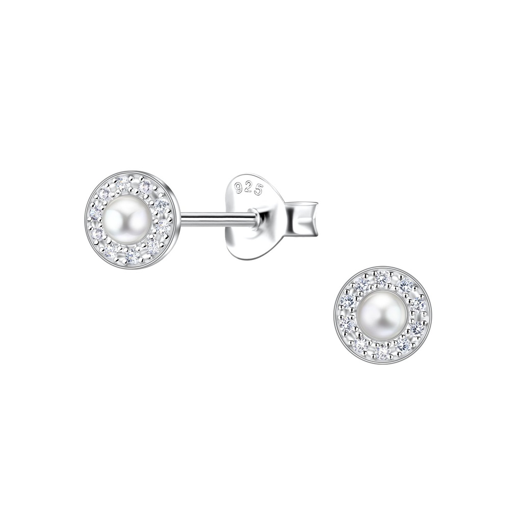 [10035339] Silver Round Stud Earrings 