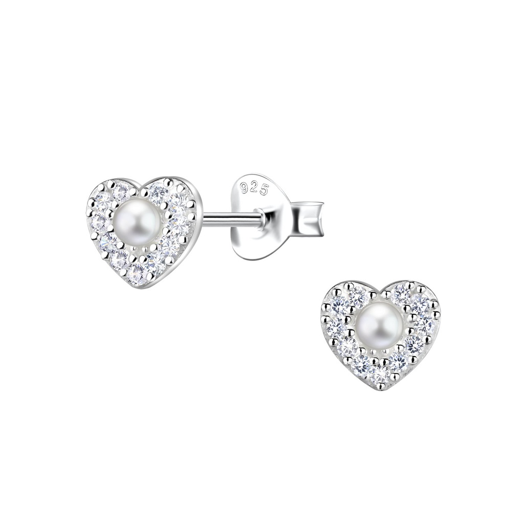 [10035338] Puces d'oreilles cœur en argent