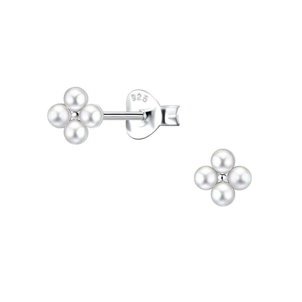 Puces d'oreilles fleur en argent