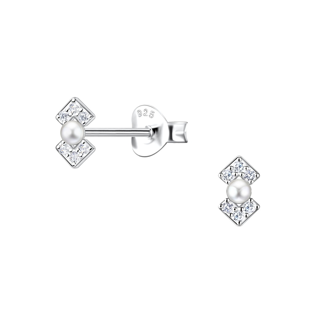 [10035320] Silver Geometric Stud Earrings
