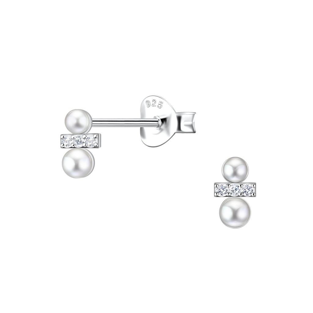 Silver Geometric Stud Earrings