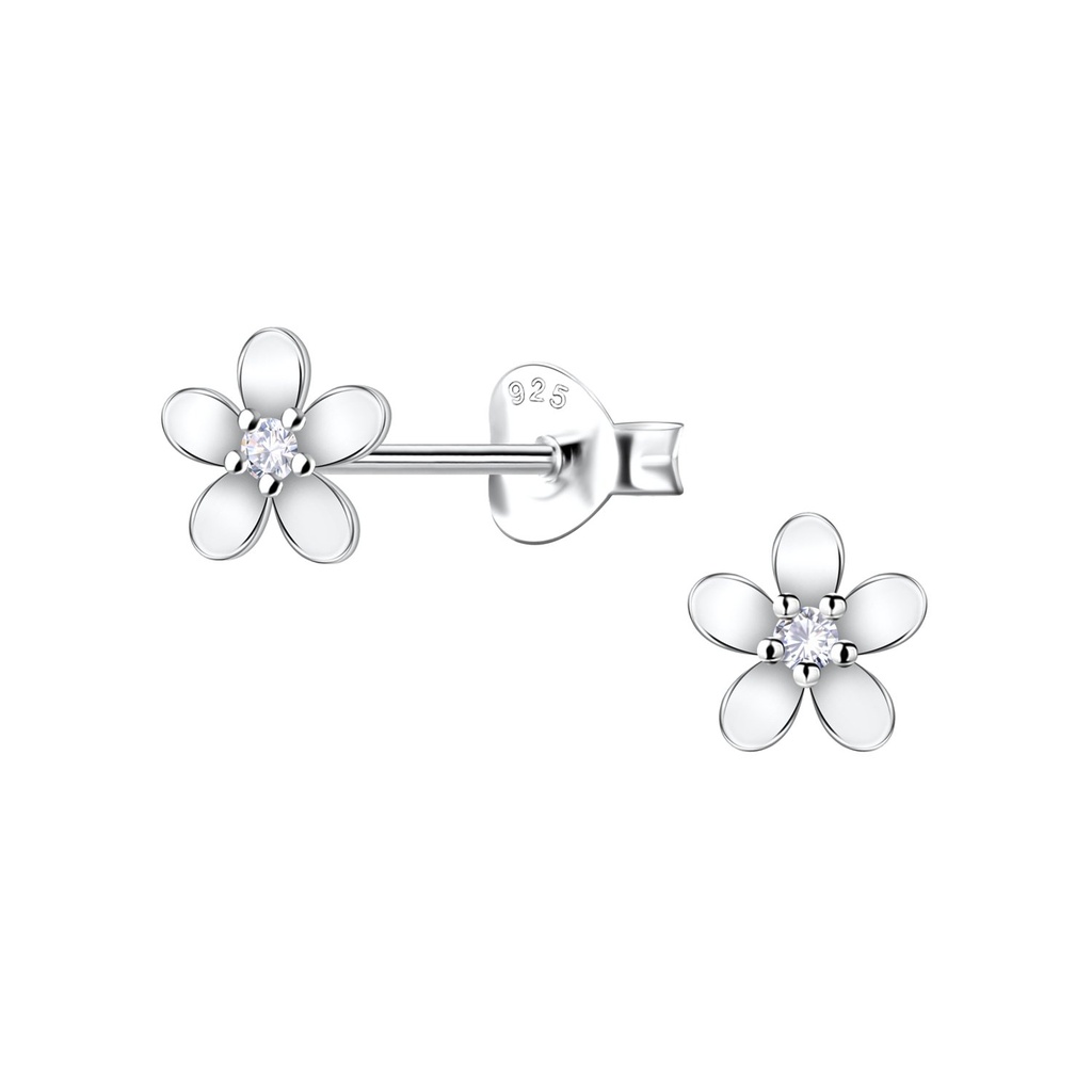 Puces d'oreilles fleur en argent