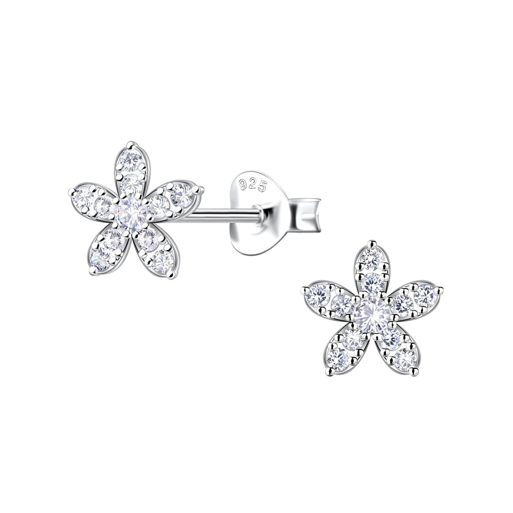 [10034383] Silver Flower Stud Earrings