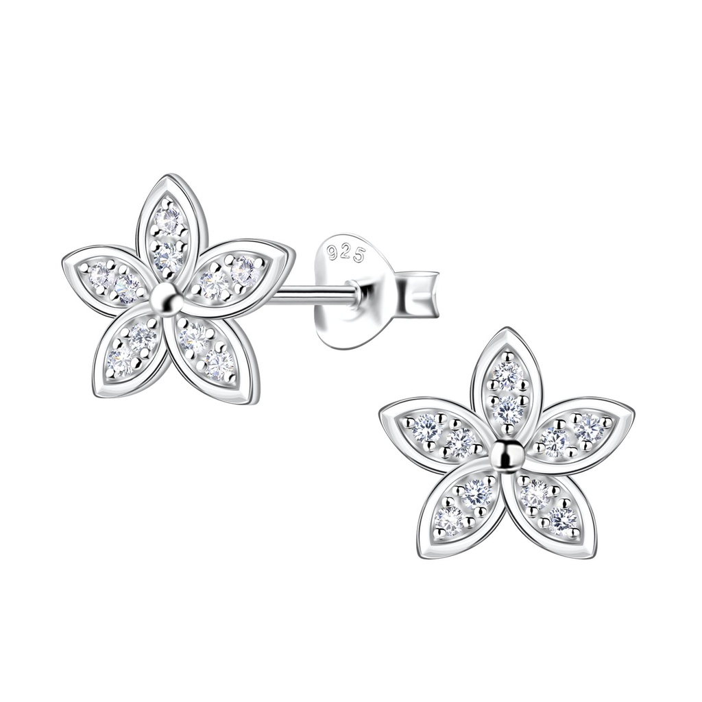 Silver Flower Stud Earrings