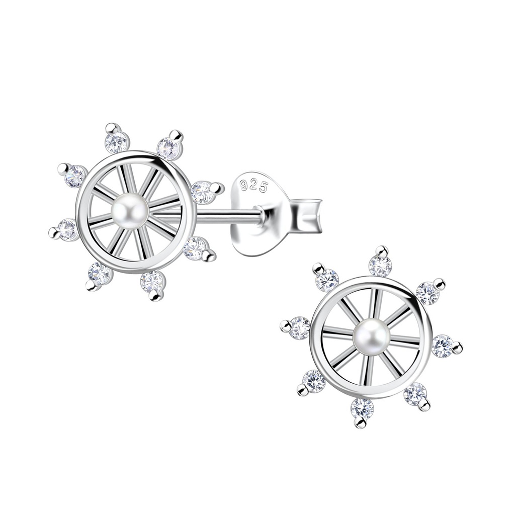 Puces d'oreilles barre de navire en argent