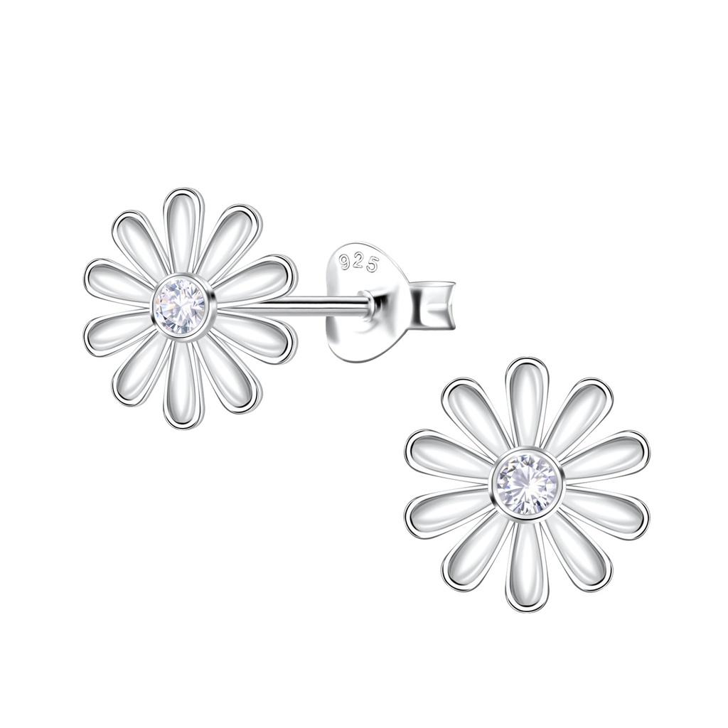 [10034369] Silver Flower Stud Earrings