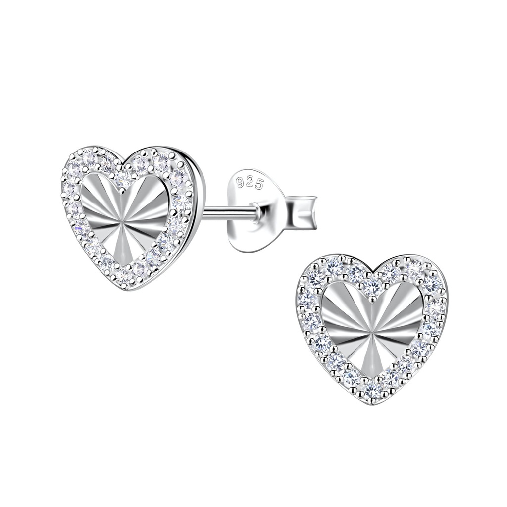 [10034641] Silver Heart Stud Earrings
