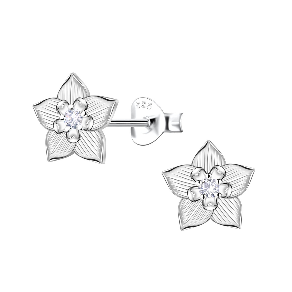 [10034361] Silver Flower Stud Earrings
