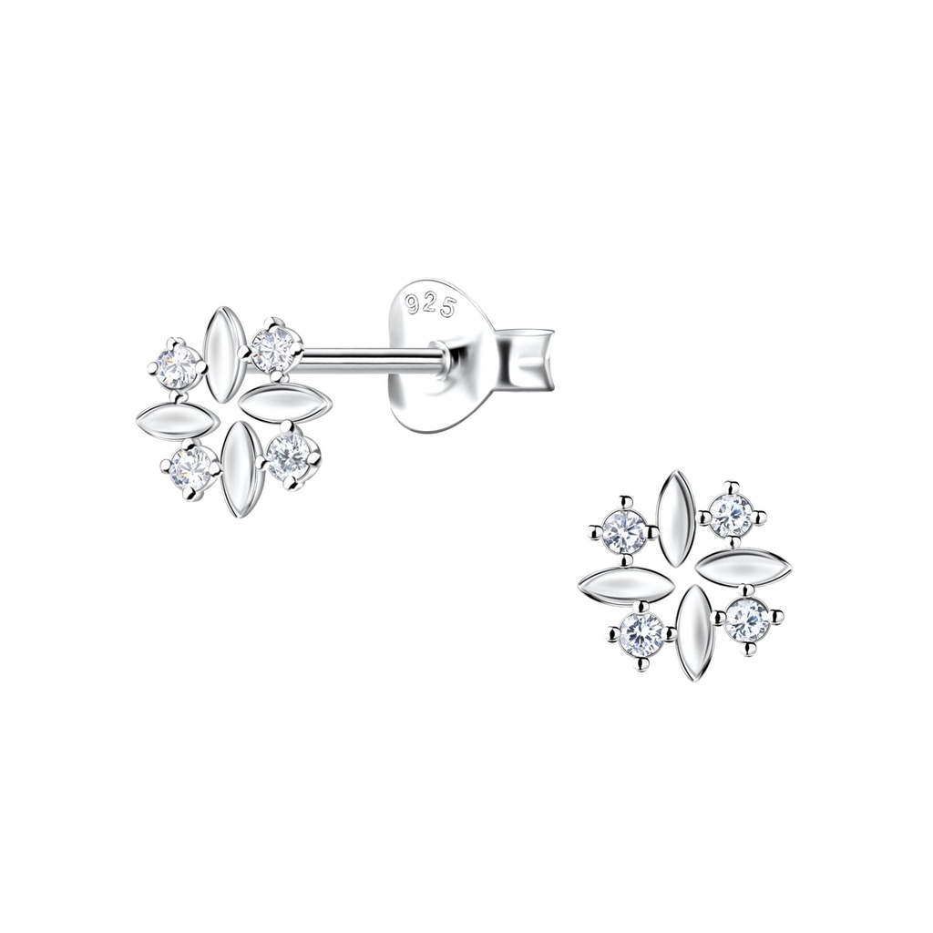 Silver Geometric Stud Earrings