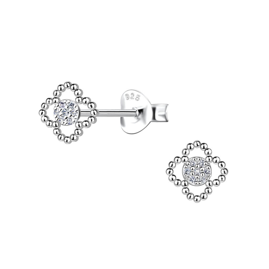 [10034104] Silver Flower Stud Earrings