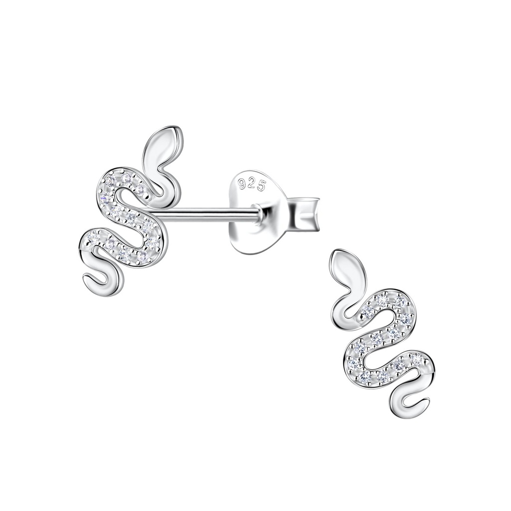 Puces d'oreilles serpent en argent