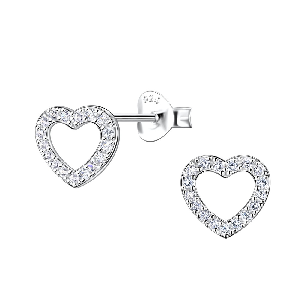 Puces d'oreilles cœur en argent