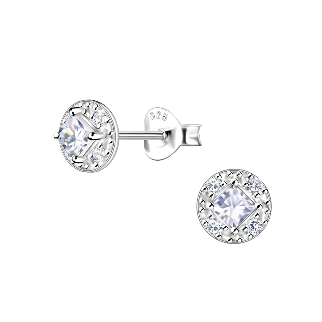 Silver Geometric Stud Earrings