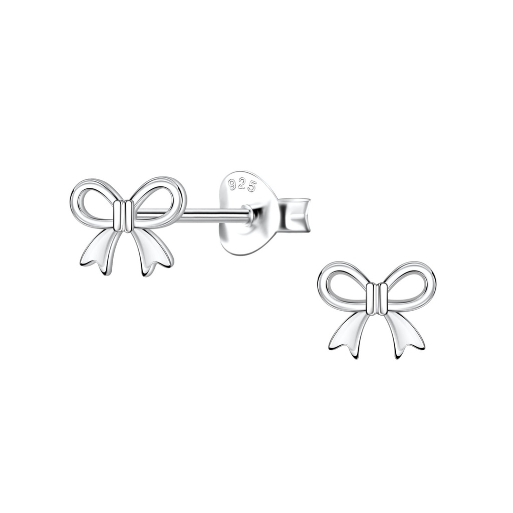 Silver Bow Stud Earrings 