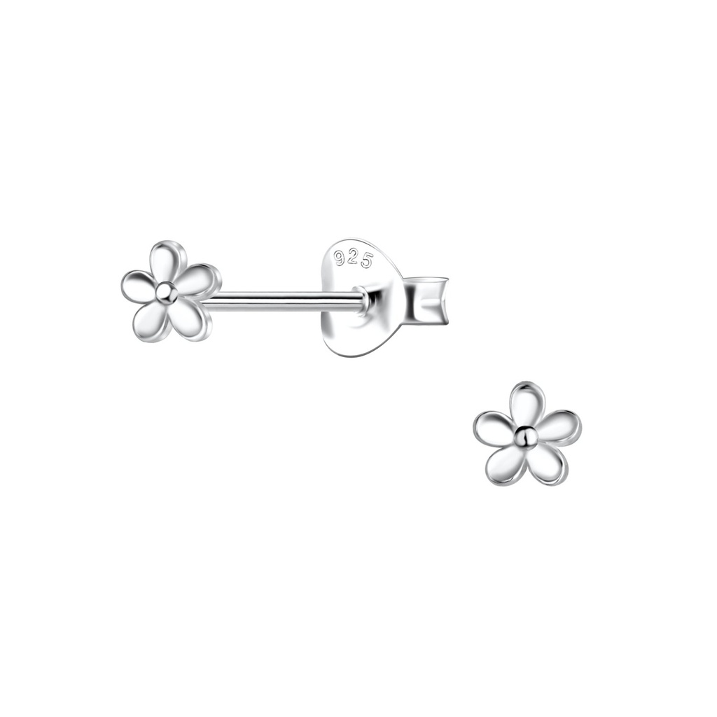 [10034920] Puces d'oreilles fleur en argent
