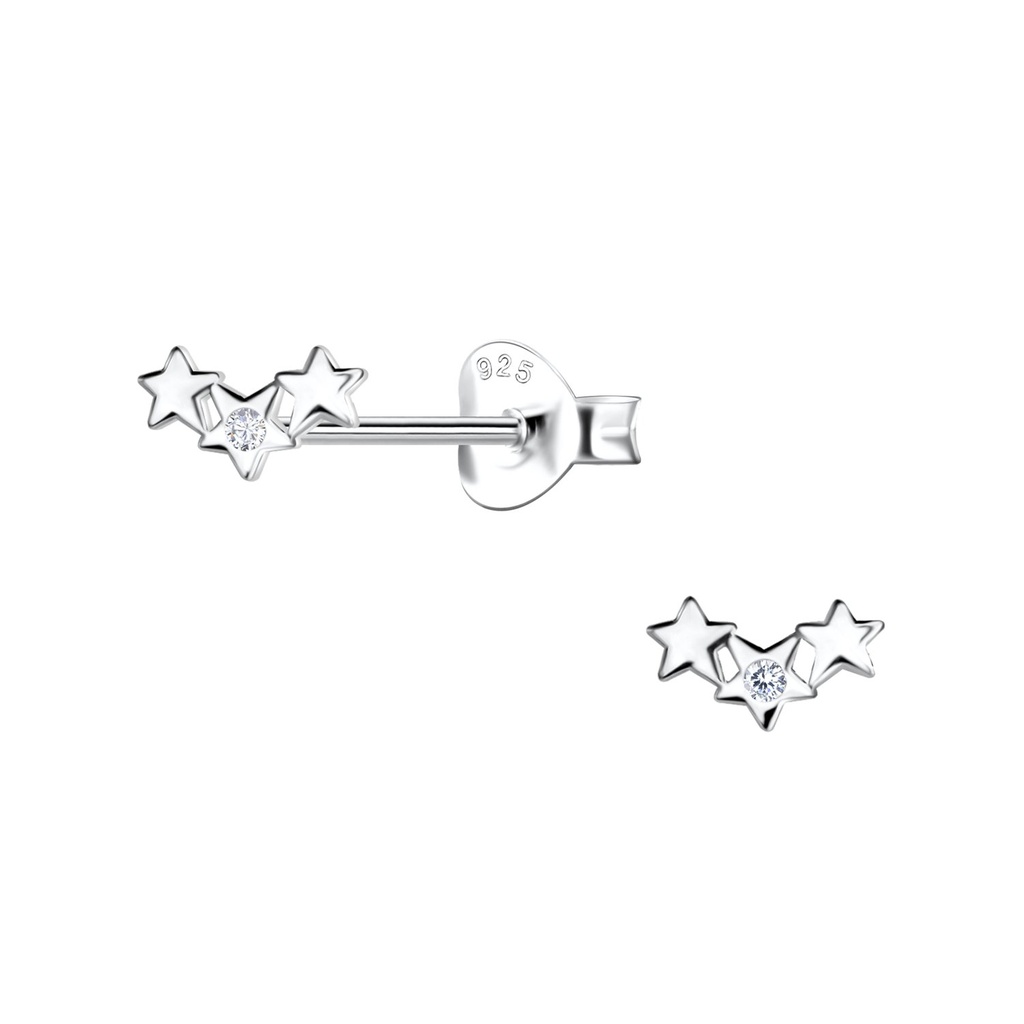 Puces d'oreilles étoile triple en argent