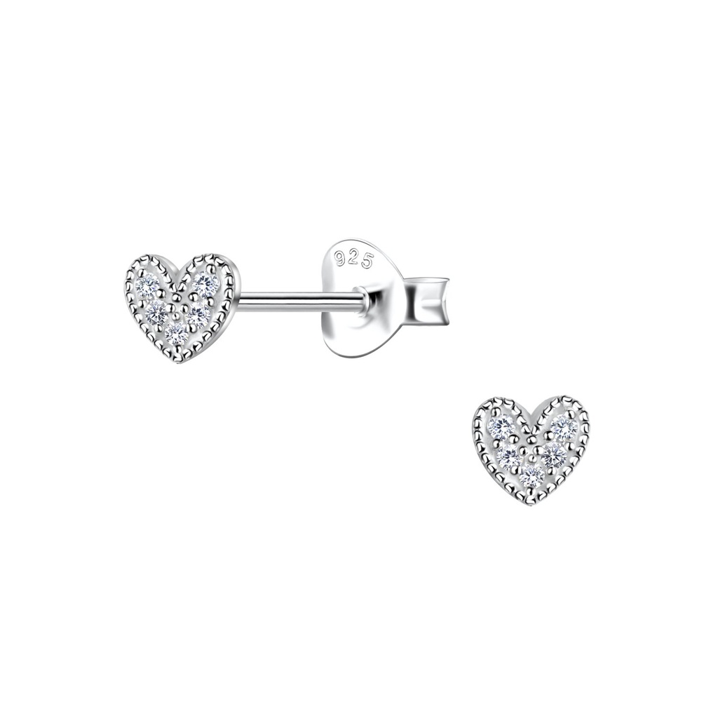 Puces d'oreilles cœur en argent