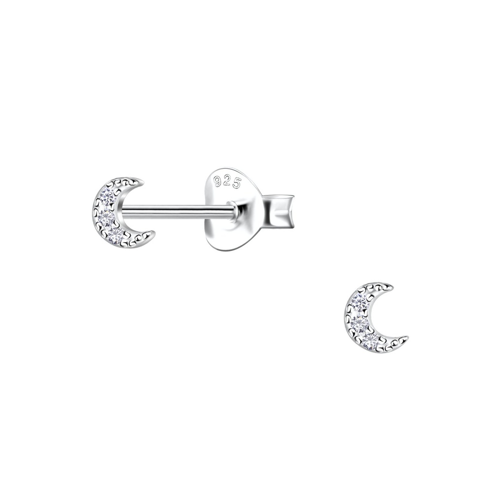 Silver Moon Stud Earrings