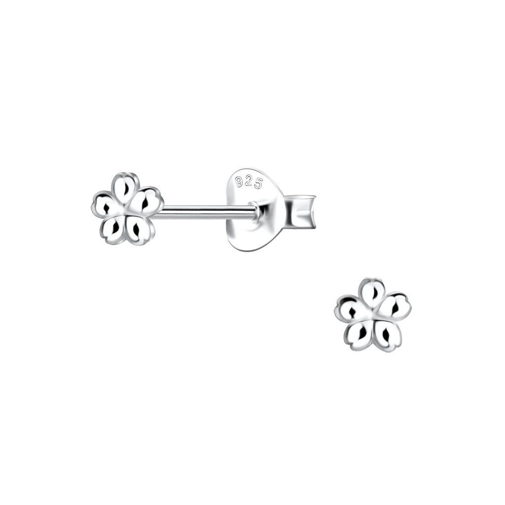 Puces d'oreilles fleur en argent