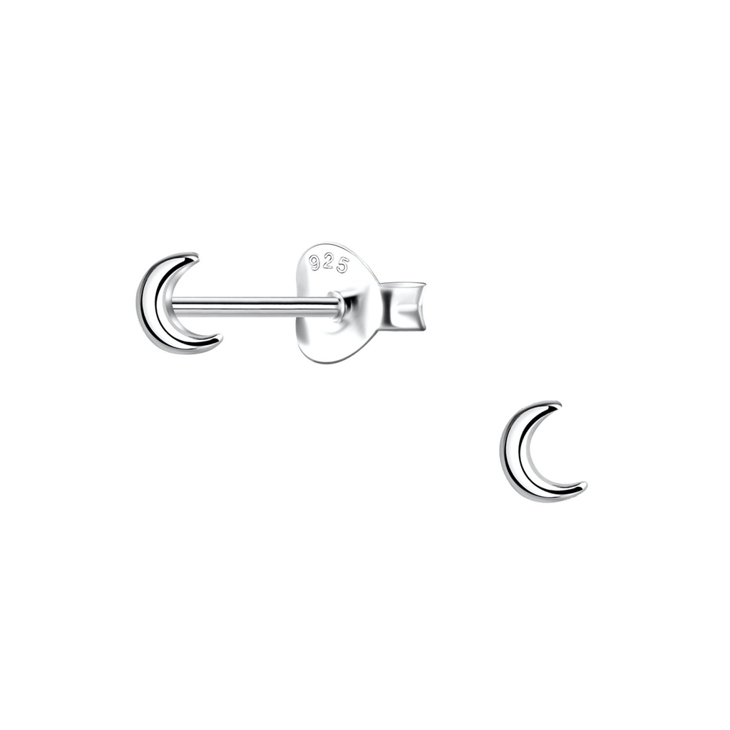 [10036097] Puces d'oreilles croissant de lune en argent
