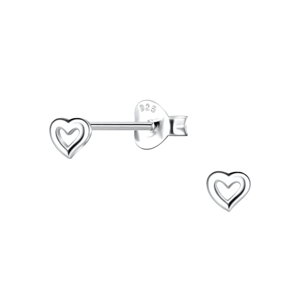 Puces d'oreilles cœur en argent
