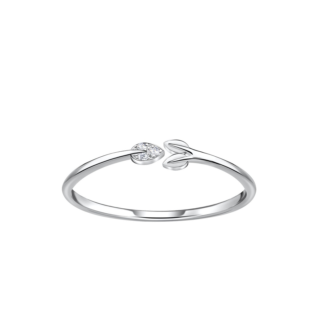 Bague feuille ouverte en argent