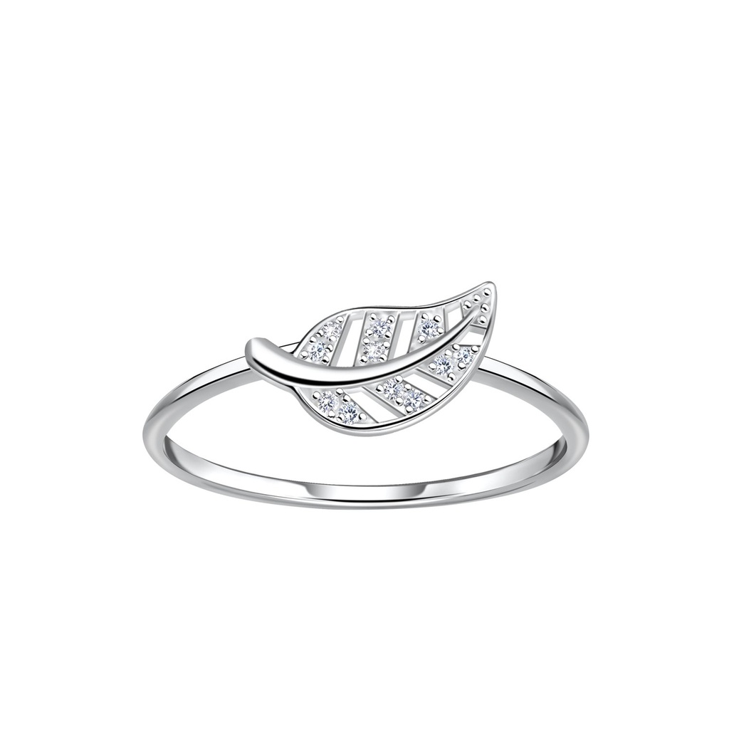 [10035597] Silver Leaf Ring (EU 52 / US 6)
