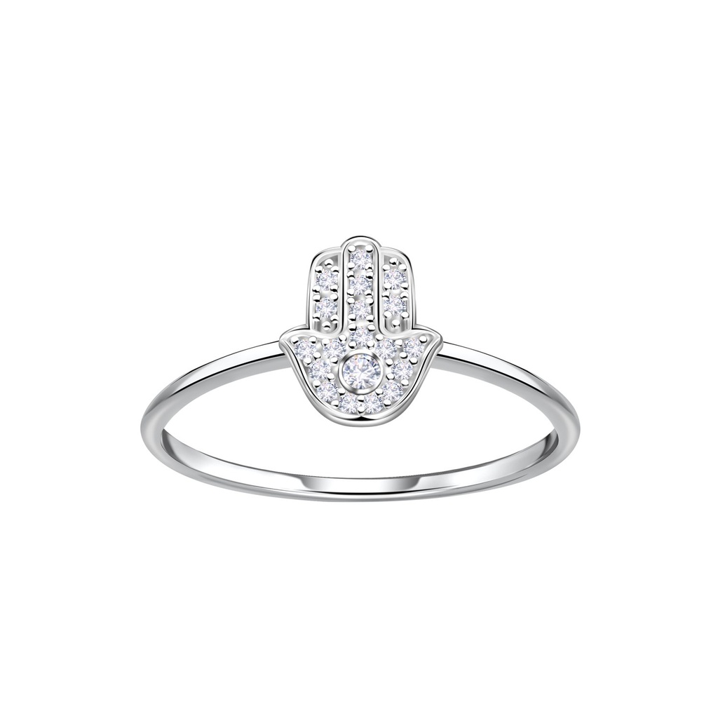 [10035592] Silver Hamsa Ring (EU 52 / US 6)