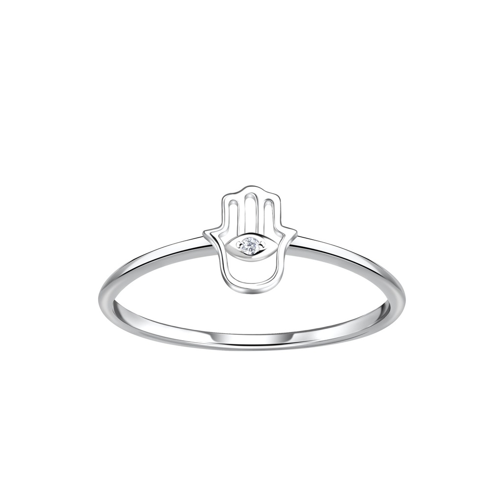 [10035591] Silver Hamsa Ring (EU 52 / US 6)