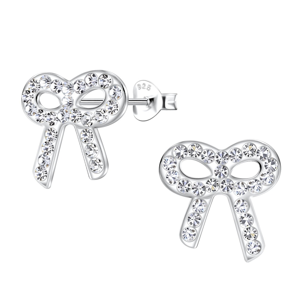 [10035961] Silver Bow Stud Earrings
