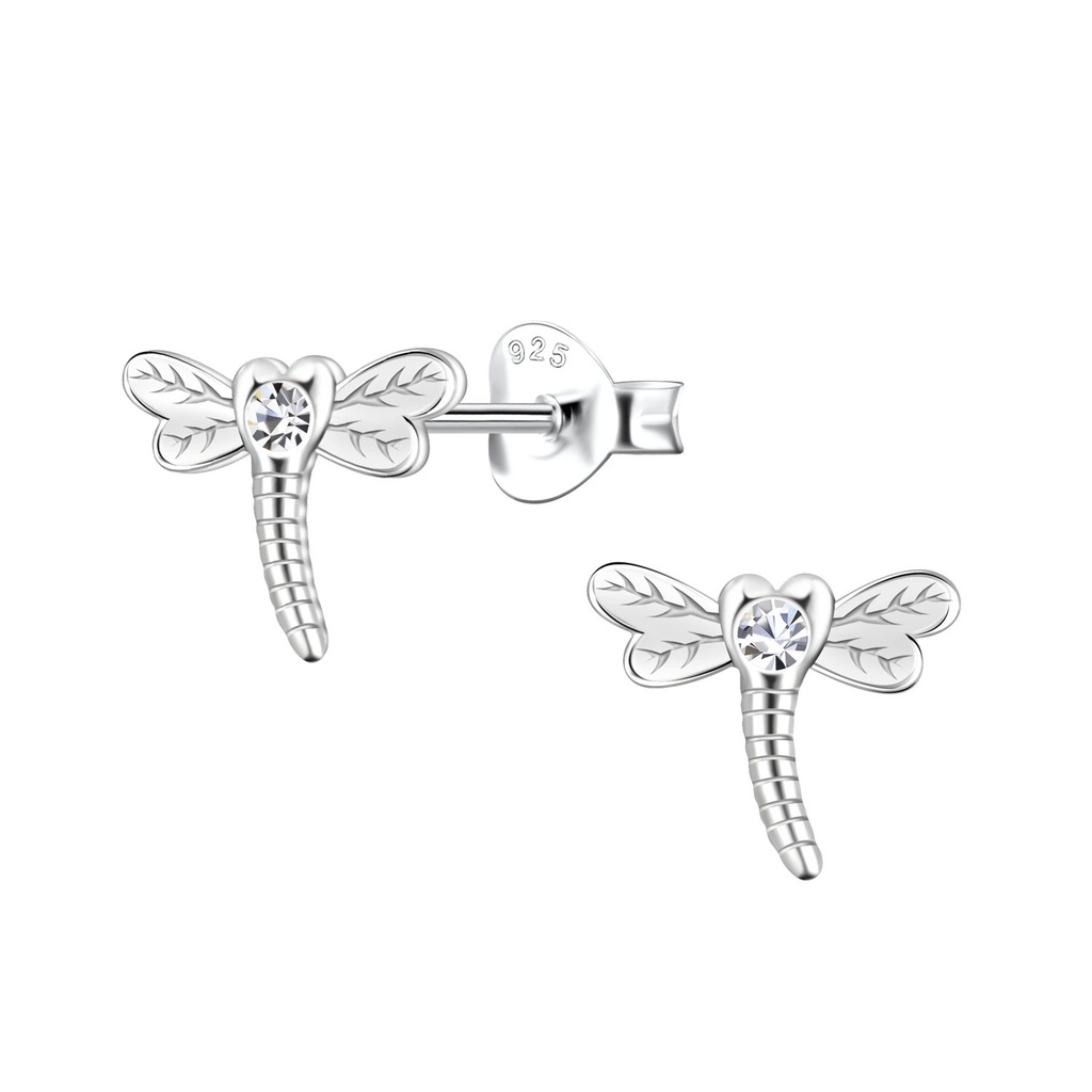Puce d'oreille libellule en argent