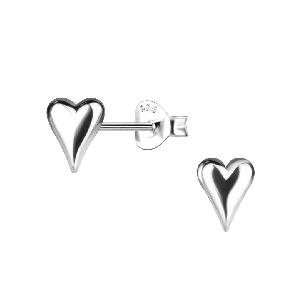 Silver Heart Stud Earrings