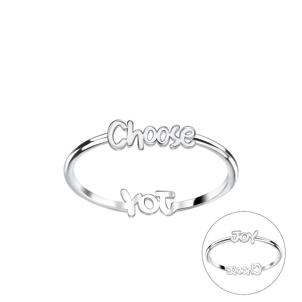 [10034560] Silver Double Sided Choose and Joy Ring (EU 52 / US 6)