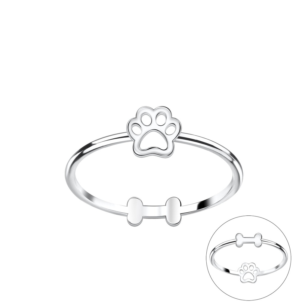 Silver Double Sided Dog Lover Ring