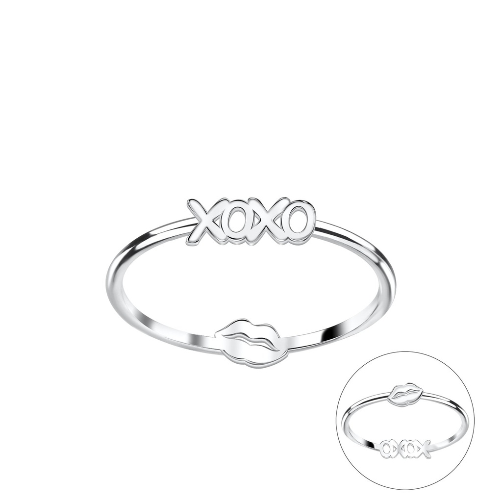 [10034556] Silver Double Sided XOXO Ring (EU 52 / US 6)