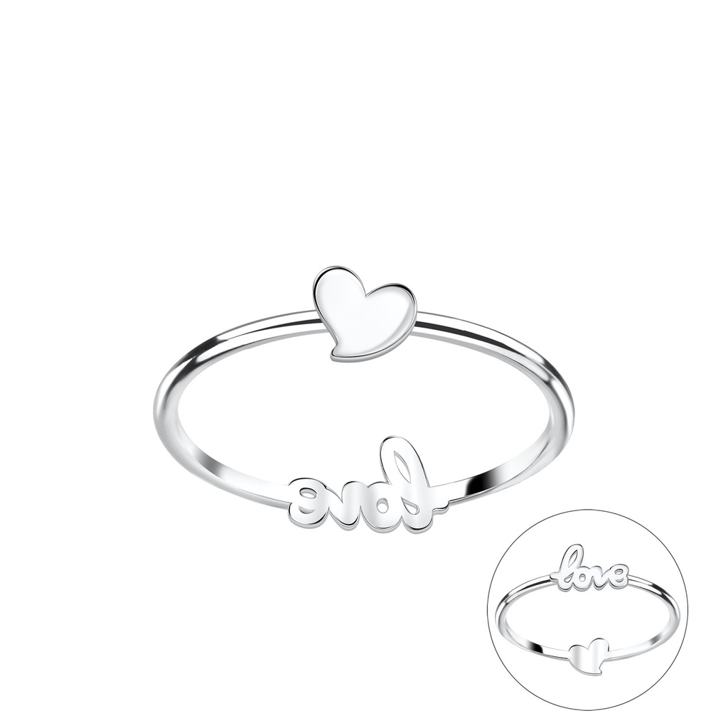 [10034565] Bague double face cœur et amour en argent (EU 52 / US 6)