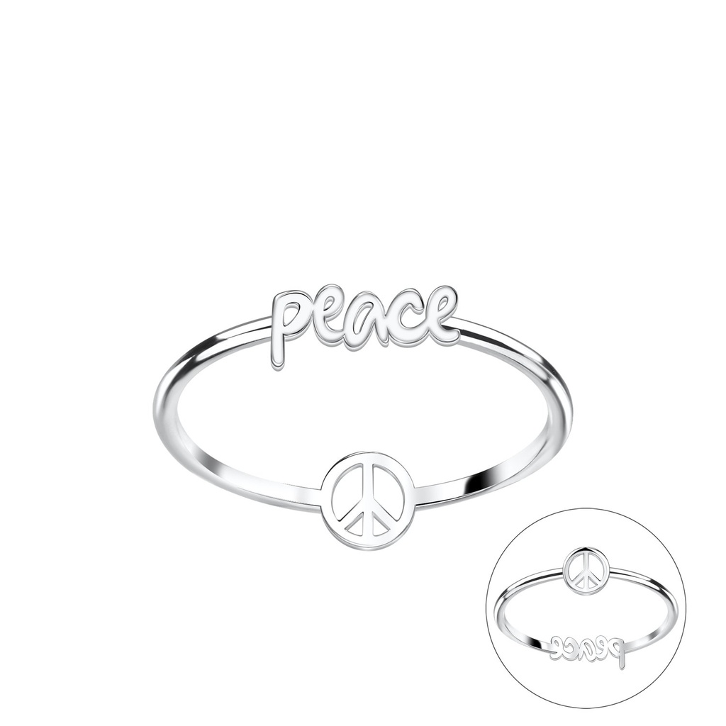 Silver Double Sided Peace Sign Ring
