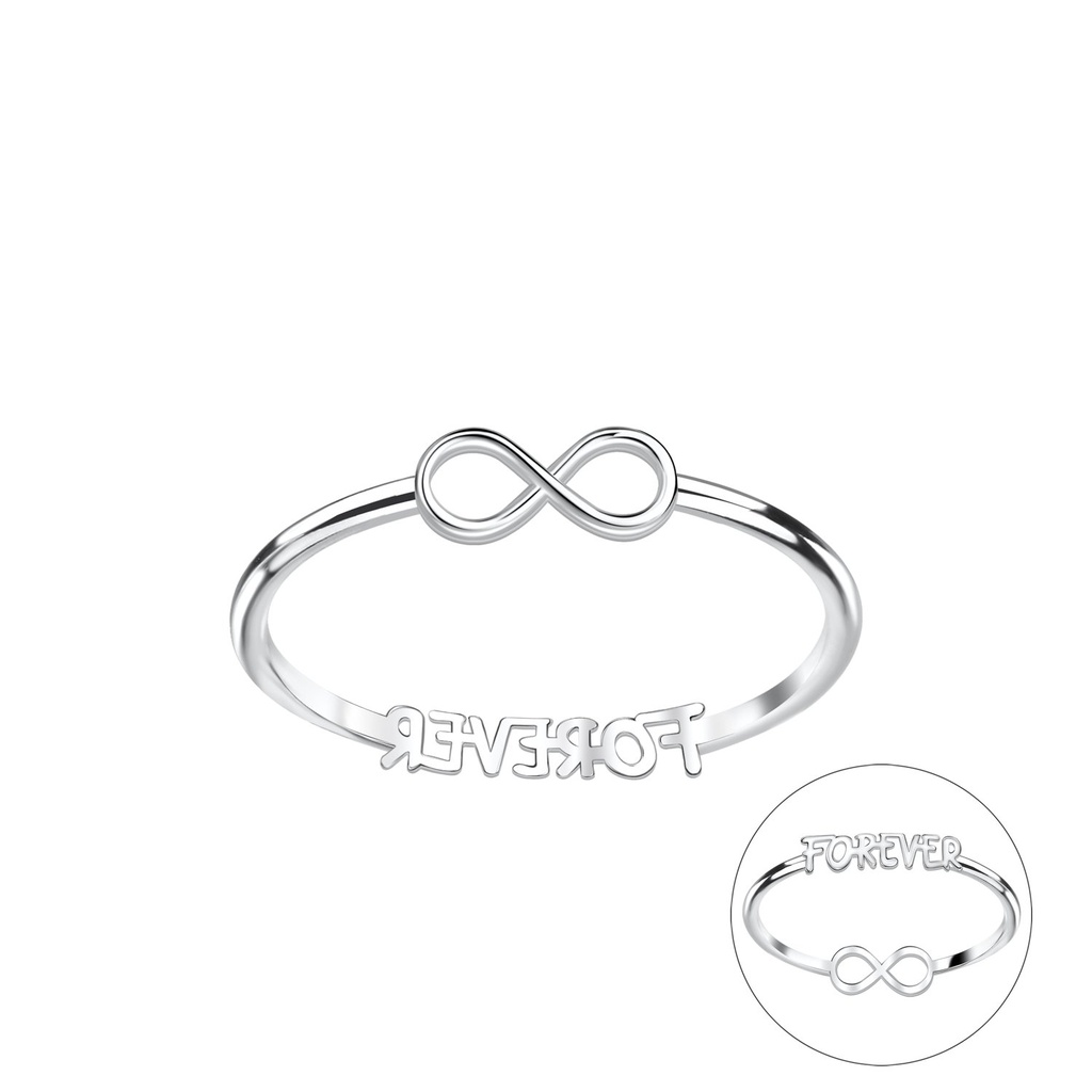 [10034552] Silver Double Sided Infinity and Forever Ring (EU 52 / US 6)
