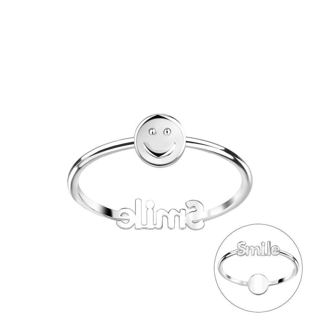 [10034553] Bague double face smiley en argent (EU 52 / US 6)