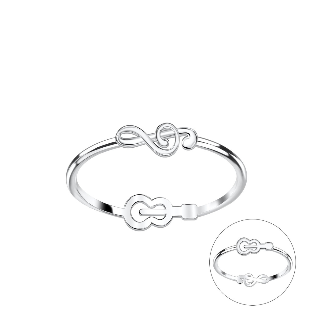 [10034563] Silver Double Sided Music Lover Ring (EU 52 / US 6)