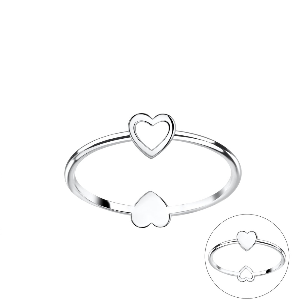[10034561] Silver Double Sided Heart Ring (EU 52 / US 6)