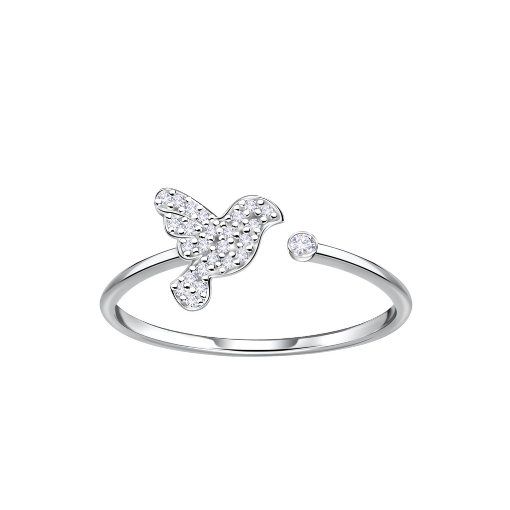 [10035522] Silver Opened Bird Ring (EU 52 / US 6)