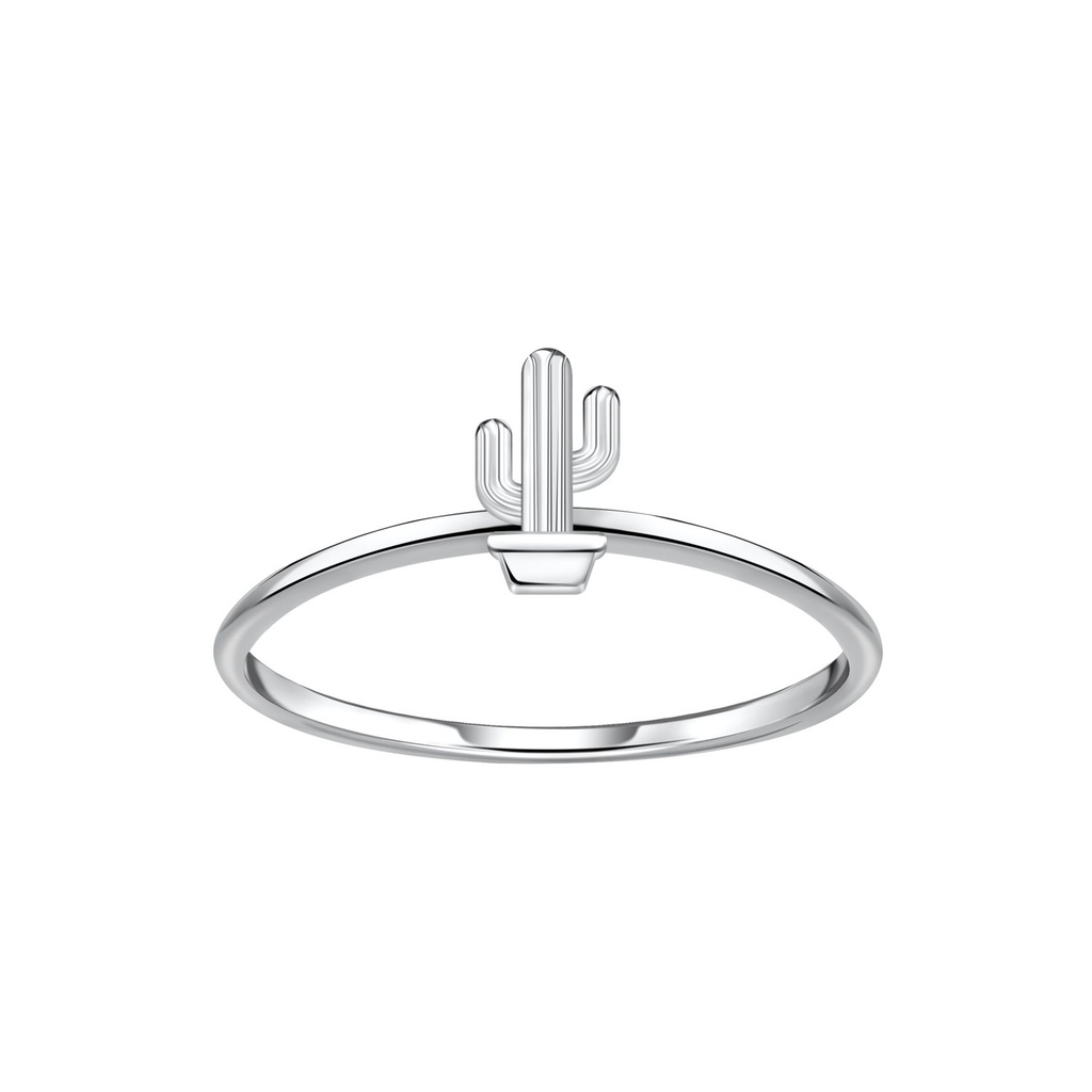 [10035583] Silver Cactus Ring (EU 52 / US 6)