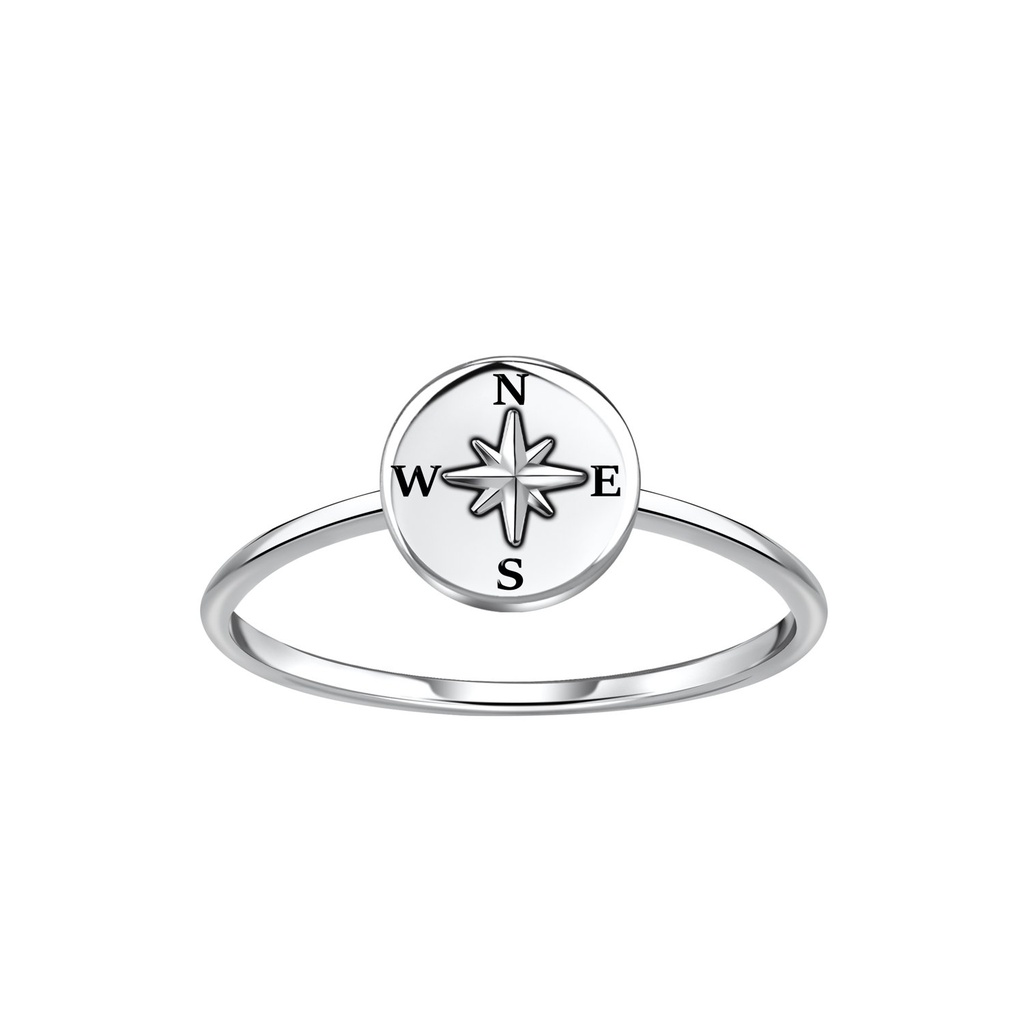 Bague boussole en argent