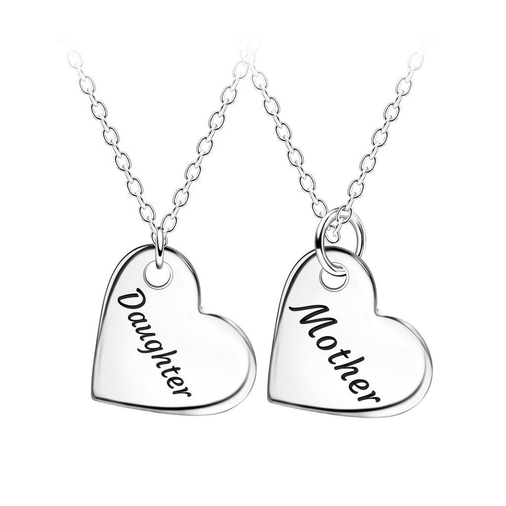 Silver Mother and Daughter Necklace Set