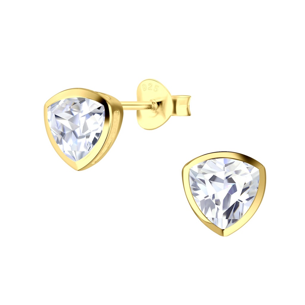 Puces d'oreilles en argent zircon trillion 6 mm