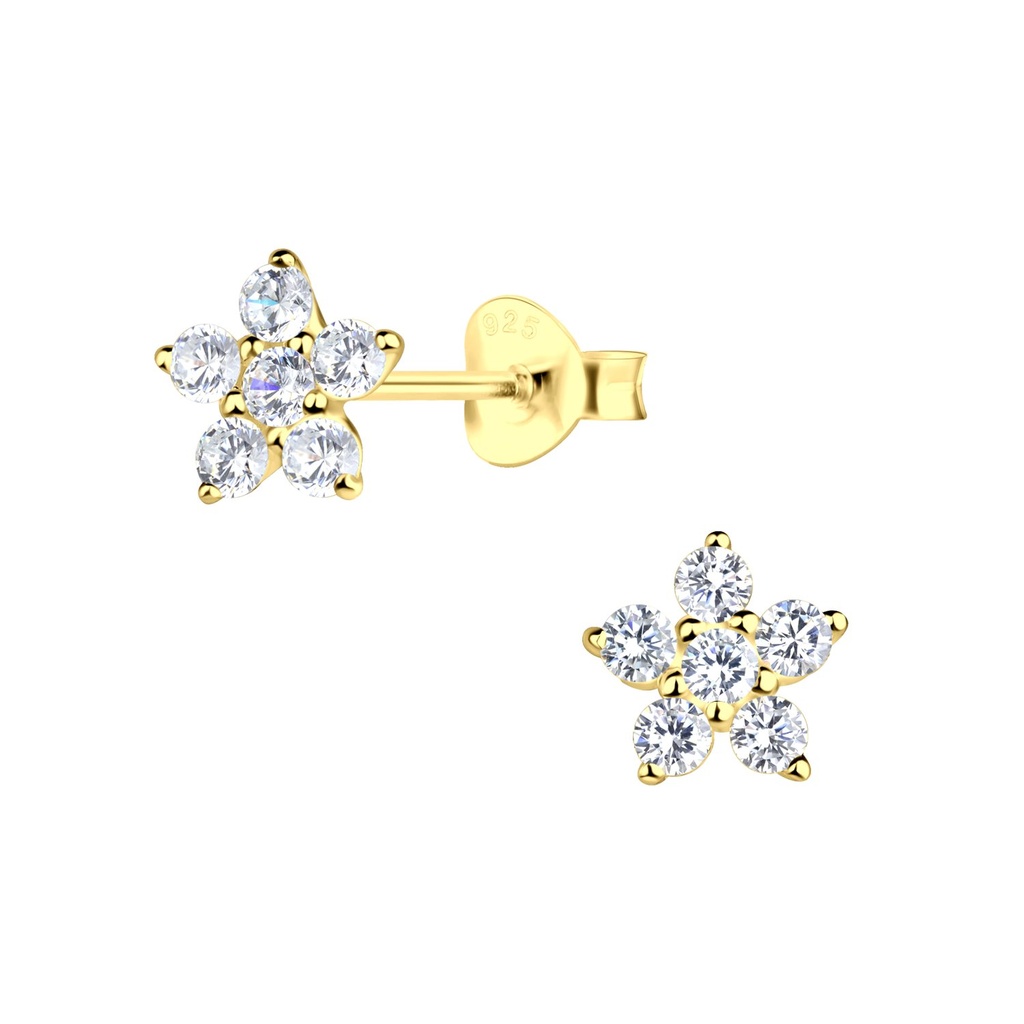 Silver Flower Stud Earrings 
