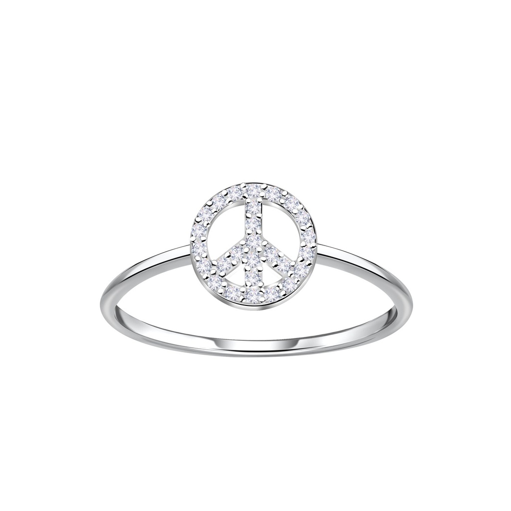 Silver Peace Symbol Ring