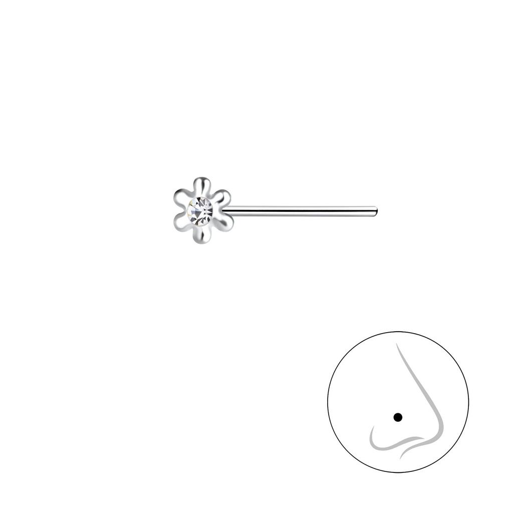 Clou de nez en argent cristal fleur