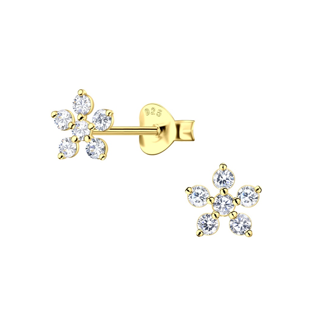 Puces d'oreilles fleur en argent